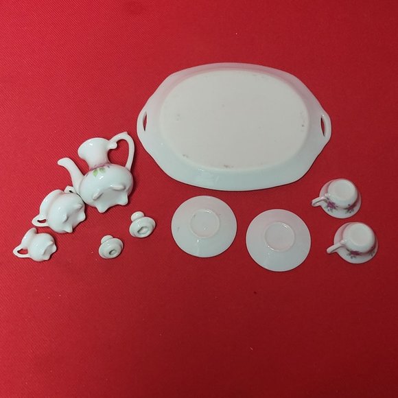 VTG Miniature Tea Set Pink Roses Gold Trim 10 Pc - Picture 10 of 11